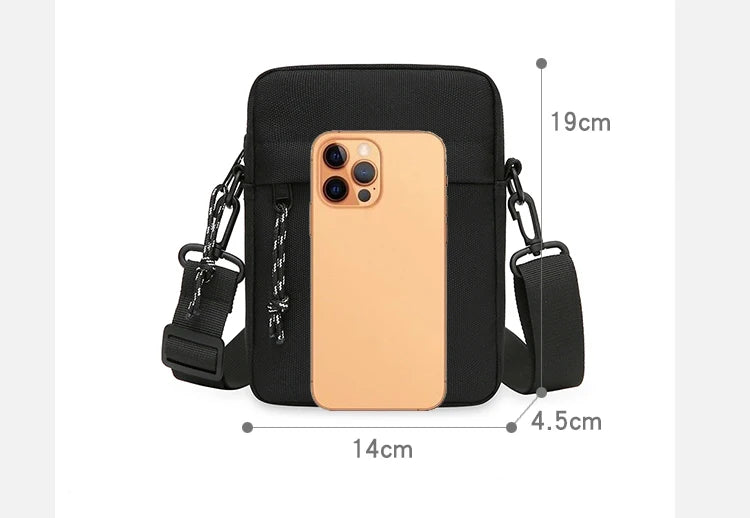 Messenger Sling Bags For Men Casual Canvas Small Zipper Crossbody Pouch Simple Small Crossbody Shoulder Bag Mini Men Phone Bag