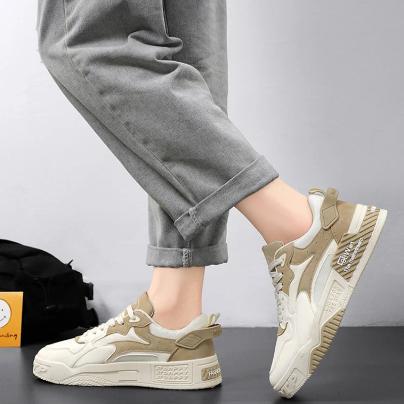 New Autumn Men's Sneakers Men's Comfortable Platform Shoes 2023 Trend Lace-up Vulcanized Shoes White Casual Sneakers Zapatillas