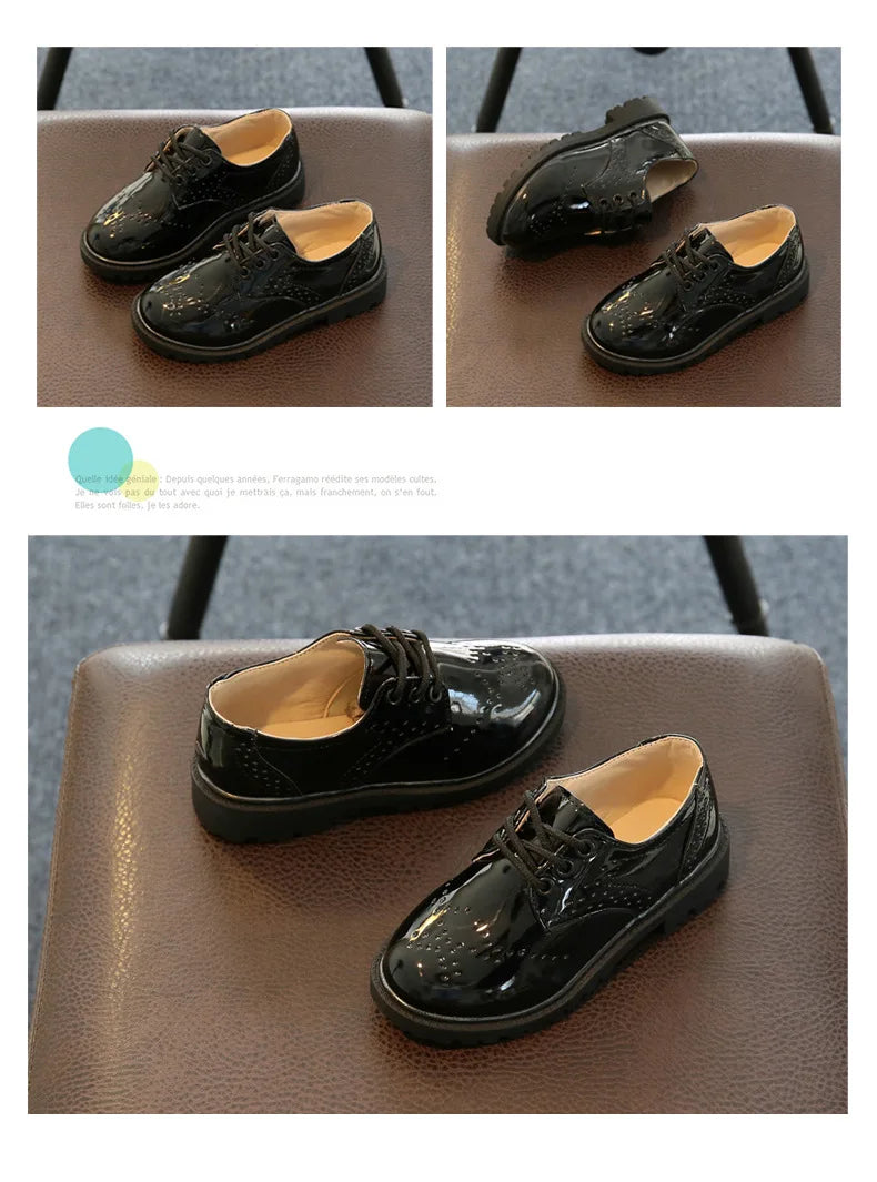 Boys Leather Shoes for Party Wedding Black Kids Formal Shoes Fashion Soft School Leather Shoes Kids Casual Shoes British Style