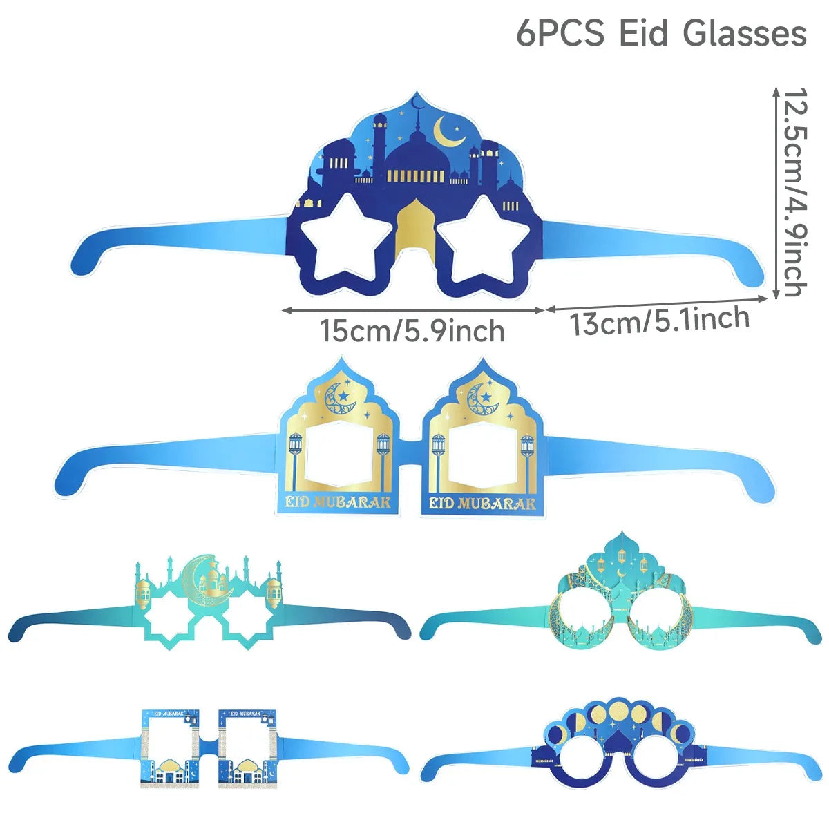 EID Mubarak Paper Glasses 2025 Ramadan Decorations For Home Islamic Muslim Party Supplies Photo Booth Props Gifts Eid Al Adha