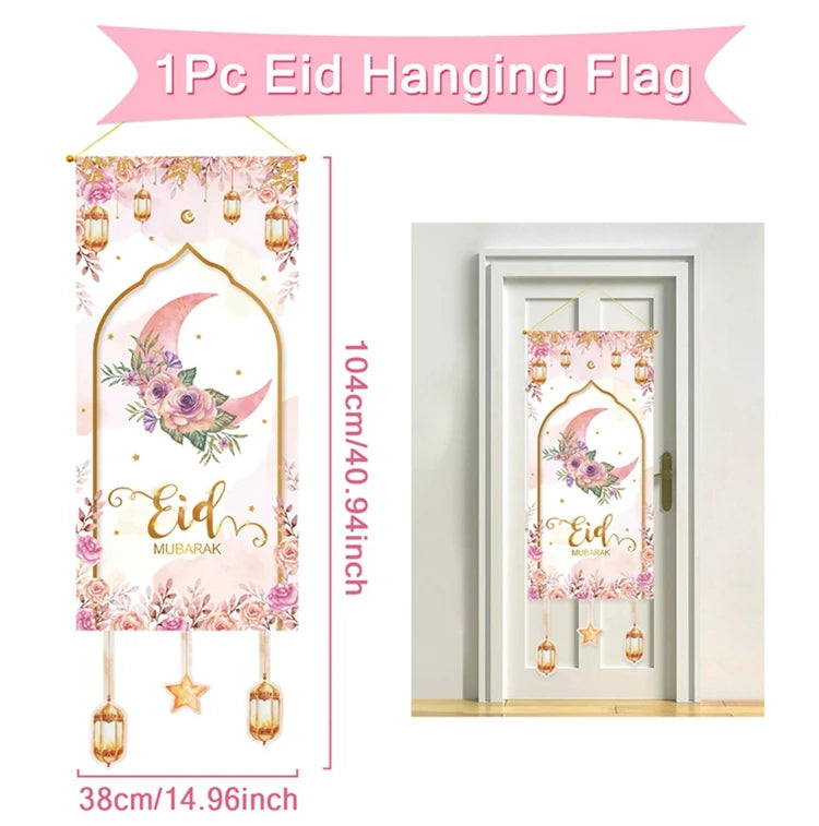 Ramadan Decoration Hanging Flag Eid Mubarak Decor 2025 for Home Islamic Muslim Party Decor Ramadan Kareem Eid Al-Fitr Gift