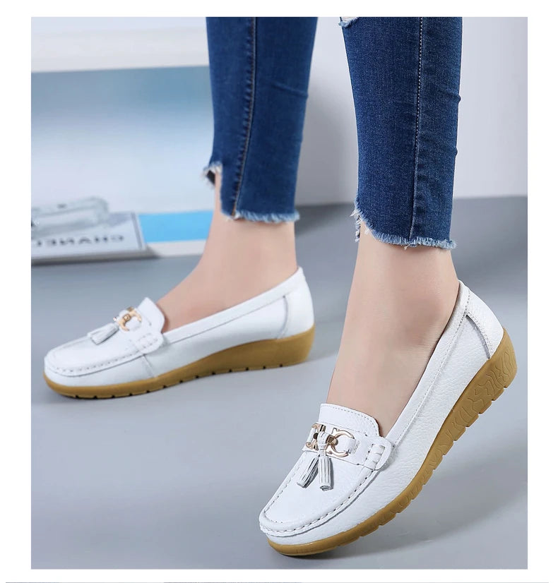 Women Flats Leather Woman Casual Shoes outdoors Slip-on Loafers Female Boat Shoes Fashion Comfortable Ballet Flat Big Size