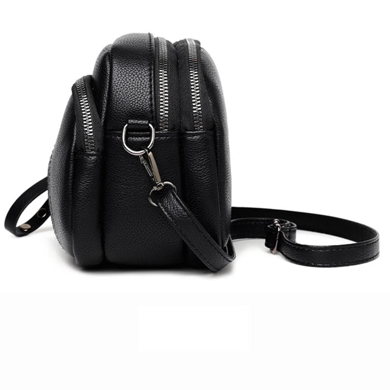 Solid Color Fashionable Rivet Zipper Women's Mobile Phone Bag Simple Soft Leather Shoulder Crossbody Small Square Bag