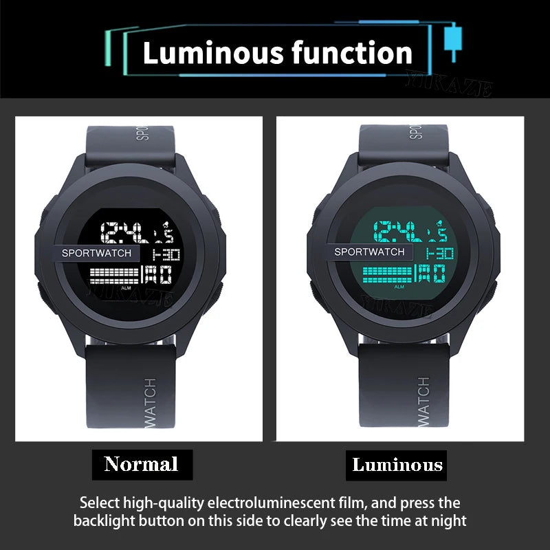 Men's Sports Watch Military Digital Men Watches Multifunction Clock Waterproof Luminous LED Electronic Wristwatch for kids Boys