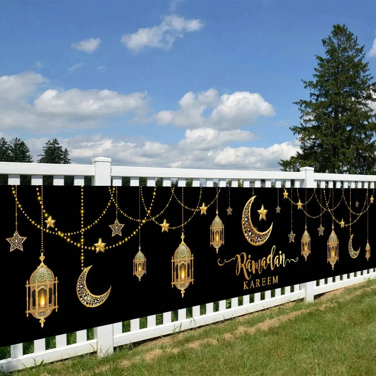 Eid Mubarak Outdoor Banner Flag Ramadan Decoration For Home 2024 Islamic Muslim Party Decor Gifts Ramadan Kareem Eid Al-Adha