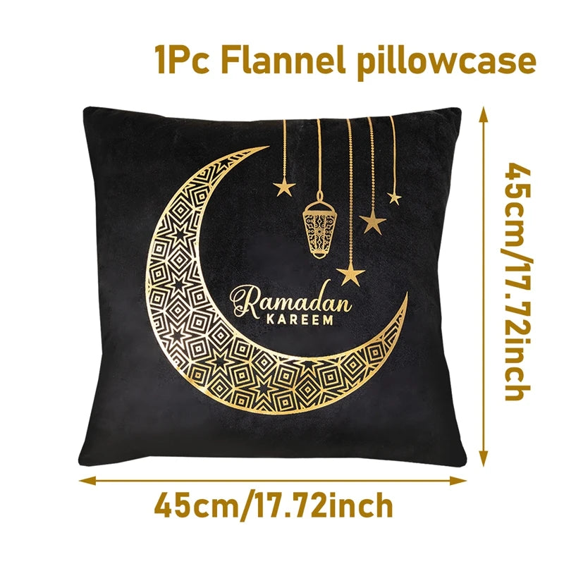 Eid Mubarak Cushion Cover Ramadan Decoration 2025 For Home Gold Foil Pillow Cover Ramadan Kareem Islamic Muslim Eid Al Adha Gift