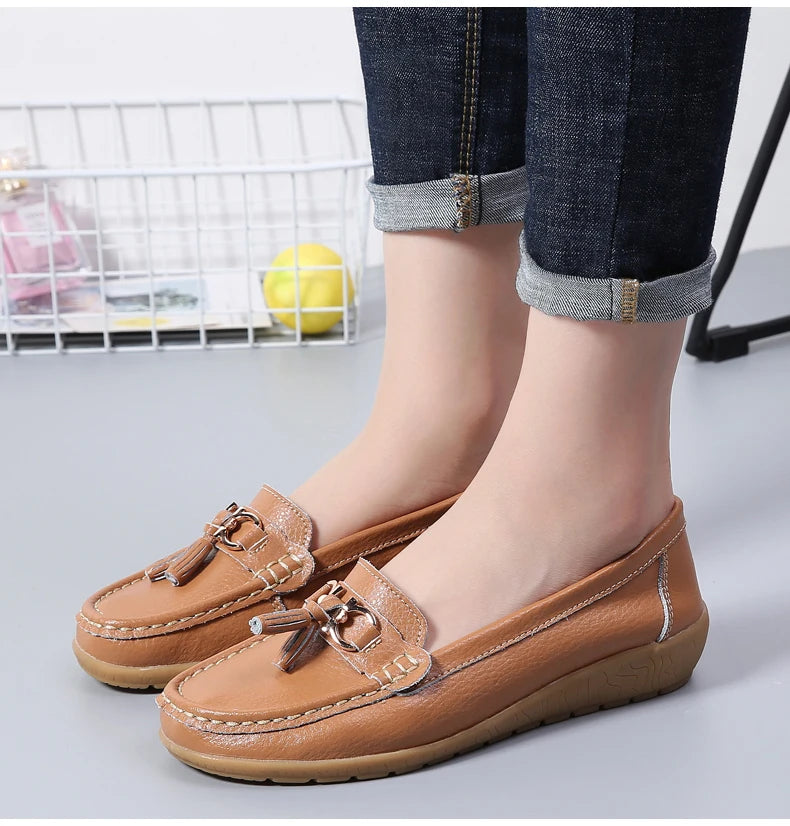 Women Flats Leather Woman Casual Shoes outdoors Slip-on Loafers Female Boat Shoes Fashion Comfortable Ballet Flat Big Size