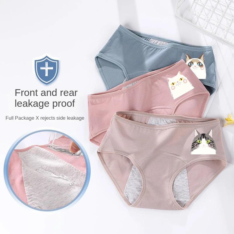 Women's menstrual briefs large flow postpartum water absorption leakproof briefs women's pure cotton menstrual briefs lingerie