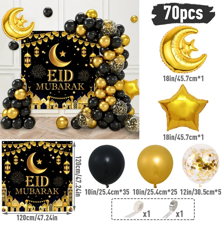 Eid Mubarak Balloon Background Ramadan Kareem Decoration 2024 Ramadan Mubarak Muslim Islamic Party Supplies Eid Al Adha Gifts