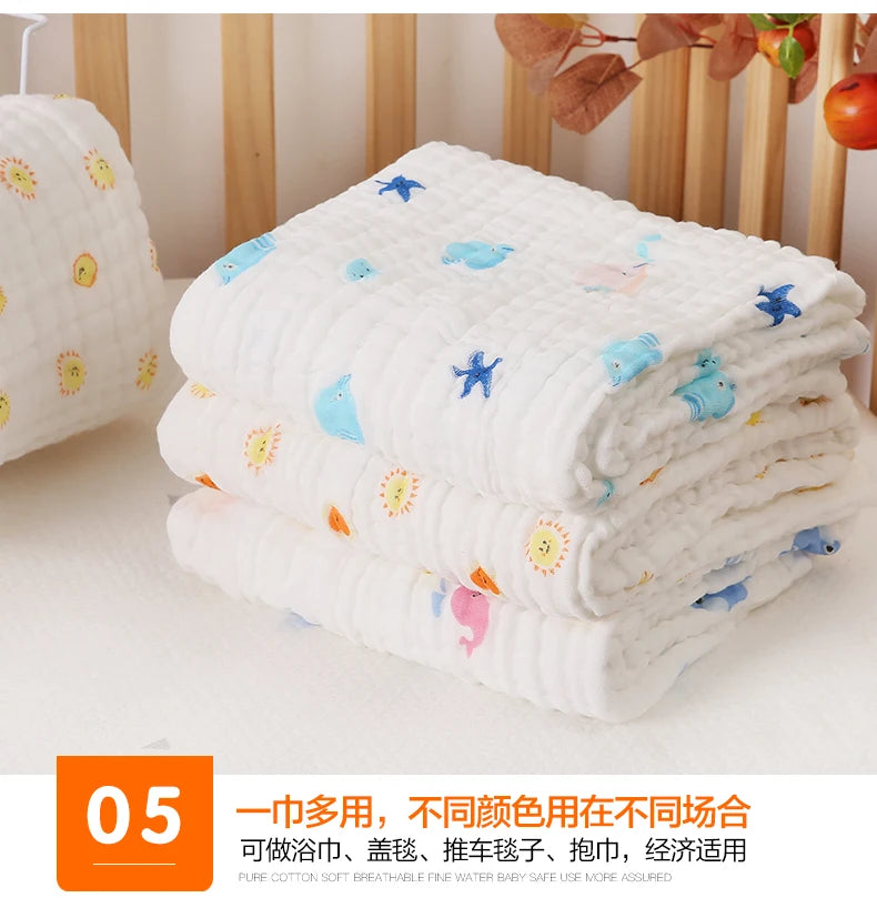 Baby BathTowel Boys Girls 100% Cotton Children Baby Towels Blanket For Newborn Bathrobe 6 Layers Gauze Washcloth Infant Swaddle