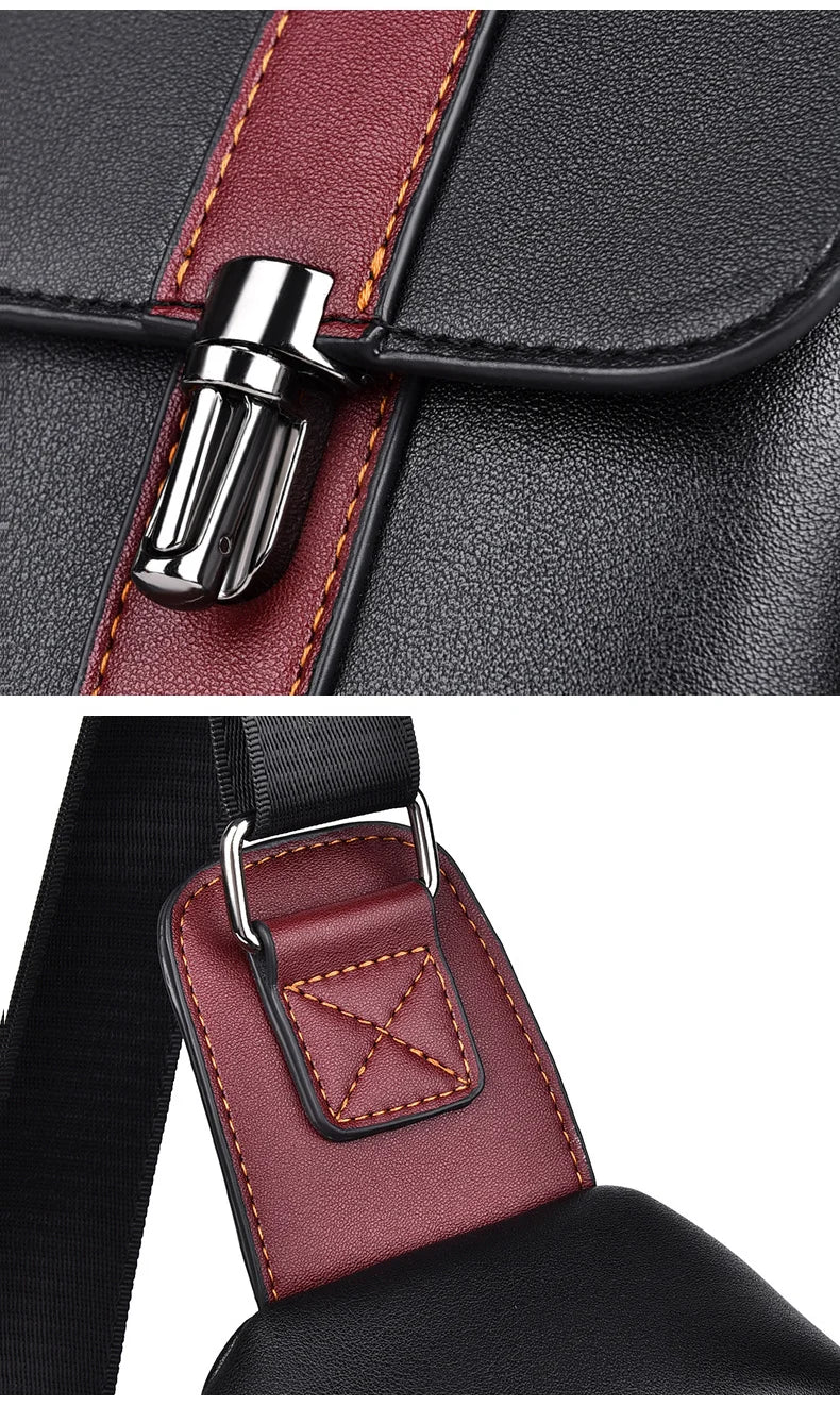 Luxury Brand Man Chest Bag Leather Messenger Bag Male Business Crossbody Bags For Men Sling Bag Black Brown Casual Man Chest Bag