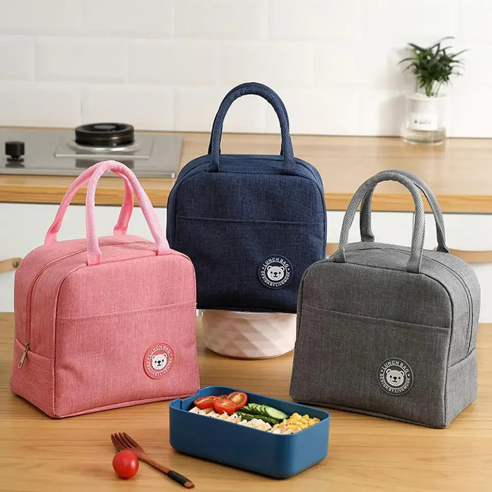 Insulated Lunch Bag Women Kids Cooler Bag Thermal Bag Portable Ice Pack Tote Canvas Food Container Food Picnic Bags