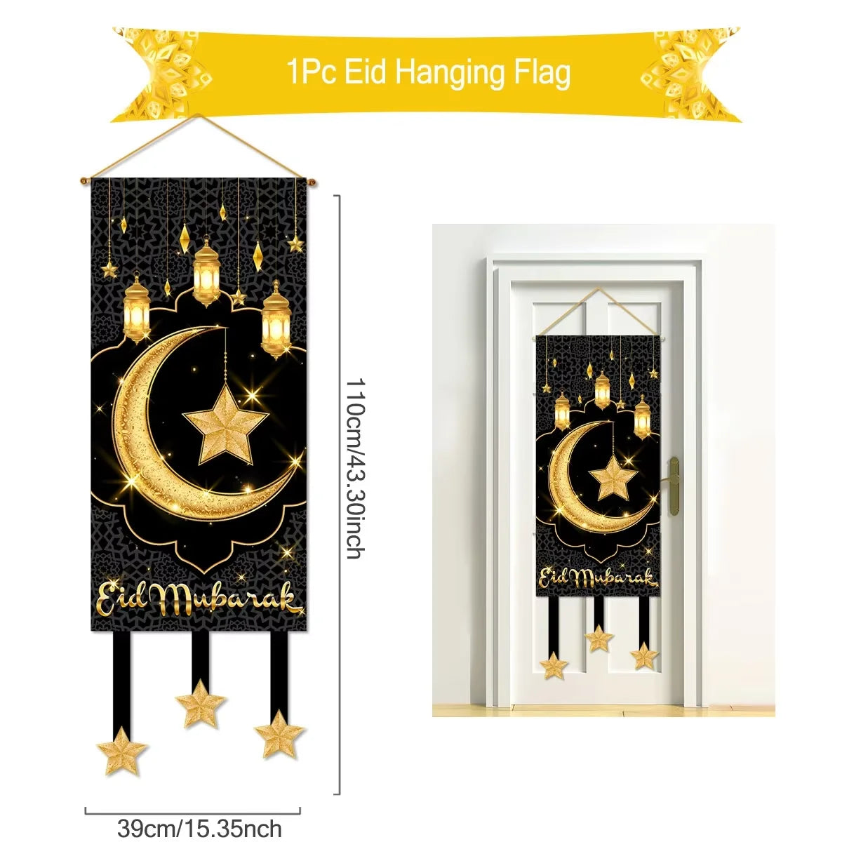 Ramadan Decoration Hanging Flag Eid Mubarak Decor 2025 for Home Islamic Muslim Party Decor Ramadan Kareem Eid Al-Fitr Gift