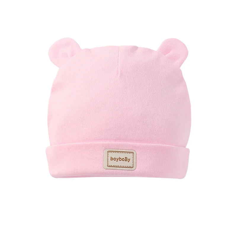 Baby Hat for Newborn Solid Color Cap Kids Bunny Hats Children Soft Cotton Breathable Sweat-Absorbent Boys Girls Baby Stuff