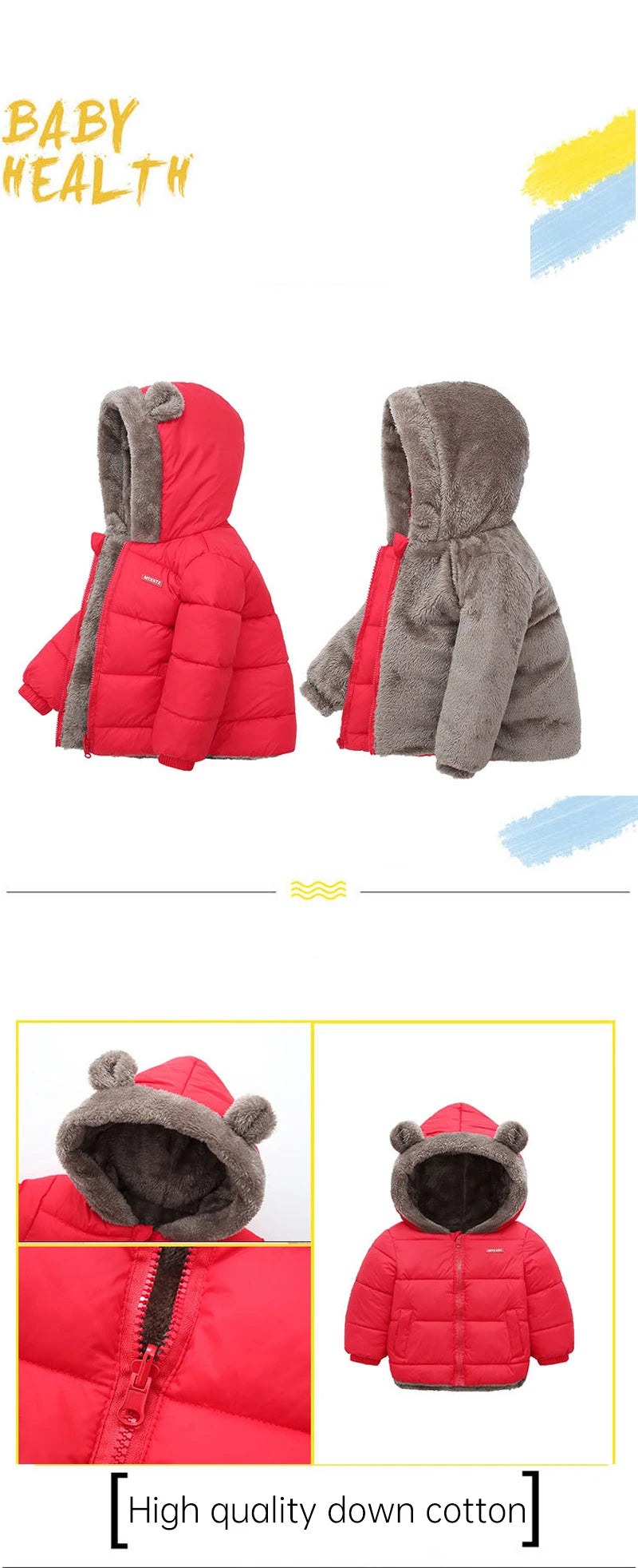 Cashmere Children Coat Winter Thicken Warm Down Jacket Boys Girls Zipper Hooded Kids Jacket Coats Outwear Children Clothing