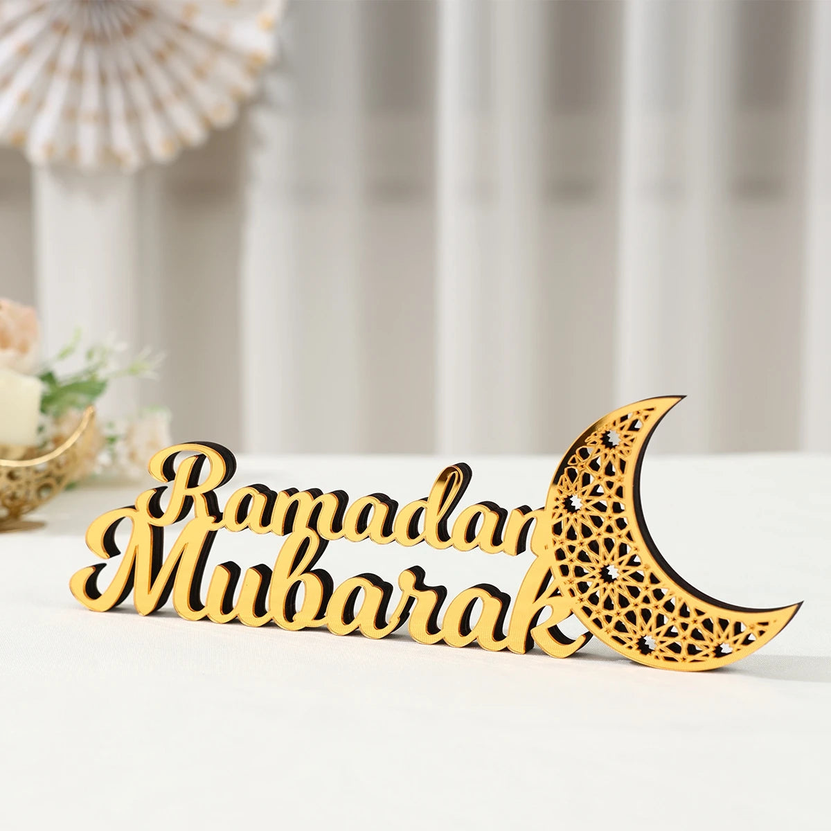 Ramadan Mubarak Acrylic Ornament 2025 Eid Mubarak Ramadan Kareem Decoration for Home Islamic Muslim Party Decor Eid Al Adha Gift