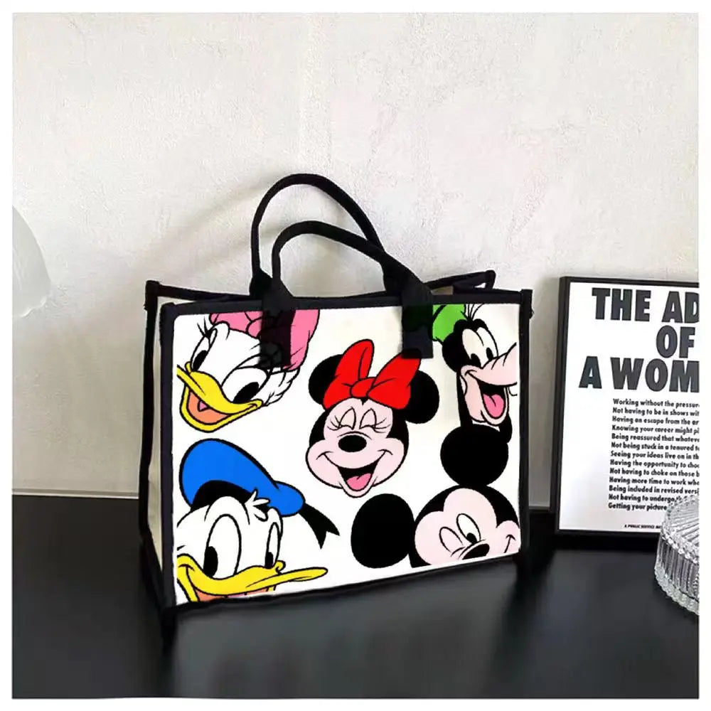 New Disney Minnie Fashion Cartoon Canvas Large Capacity Women's Shoulder Bag Commuting Casual Versatile Tote Crossbody Bag