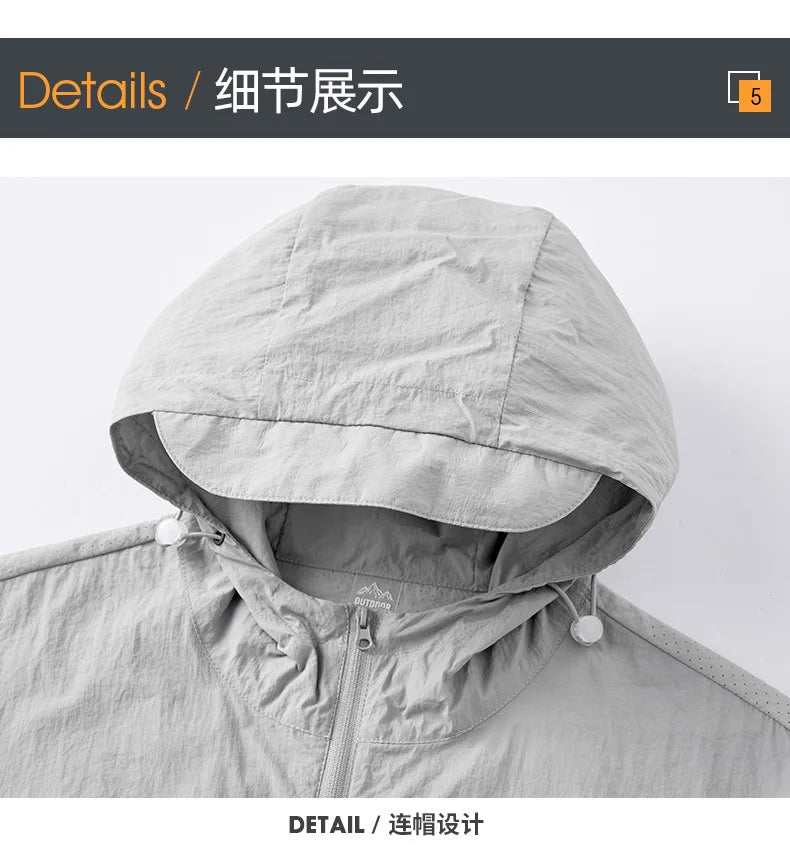 Men Ultrathin Waterproof Sun Protection Clothing Summer Casual Loose Quick-dry Breathable Lightweight Hooded Sports Windbreaker