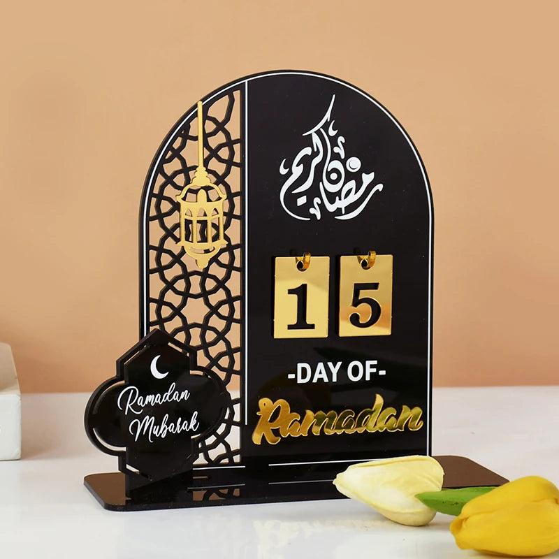 Acrylic Ramadan Countdown Calendar Gifts Day of Ramadan Calendar with Replacing Number 2025 Eid Mubarak Home Decoration Ornament