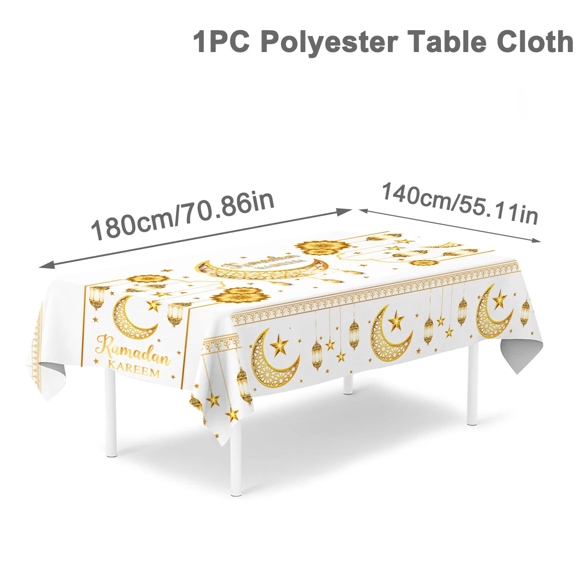 Eid Mubarak Tablecloth Ramadan Table Runner Ramadan Kareem Decor for Home 2025 Islamic Muslim Party Supplies Eid Al Adha Gifts