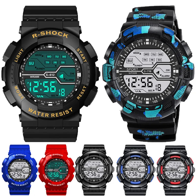 YIKAZE Multifunction Men's Sports Watch LED Digital Watch Big Dial Waterproof Luminous Men Sport Watch Electronic Watches