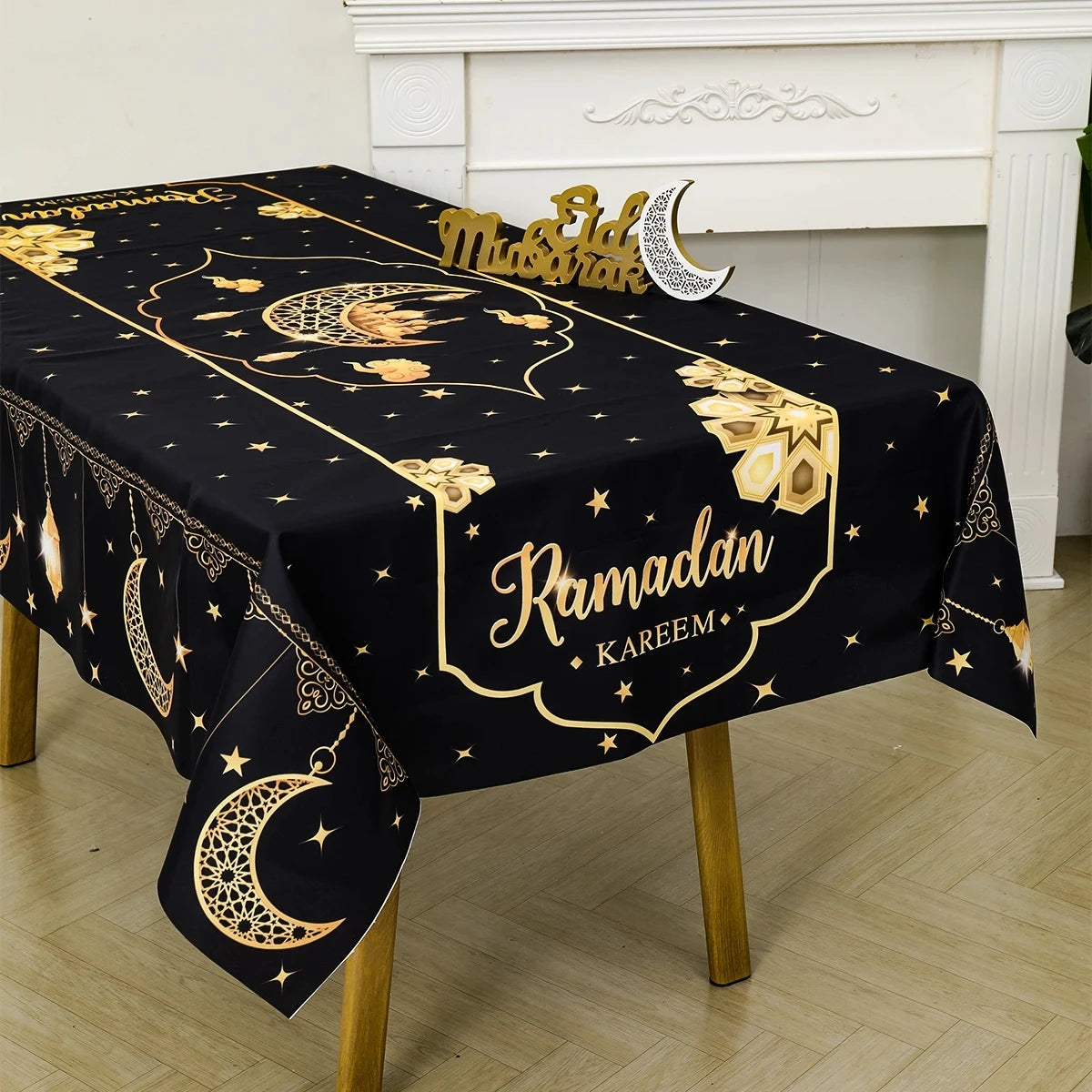 Eid Mubarak Tablecloth Ramadan Table Runner Ramadan Kareem Decor for Home 2025 Islamic Muslim Party Supplies Eid Al Adha Gifts