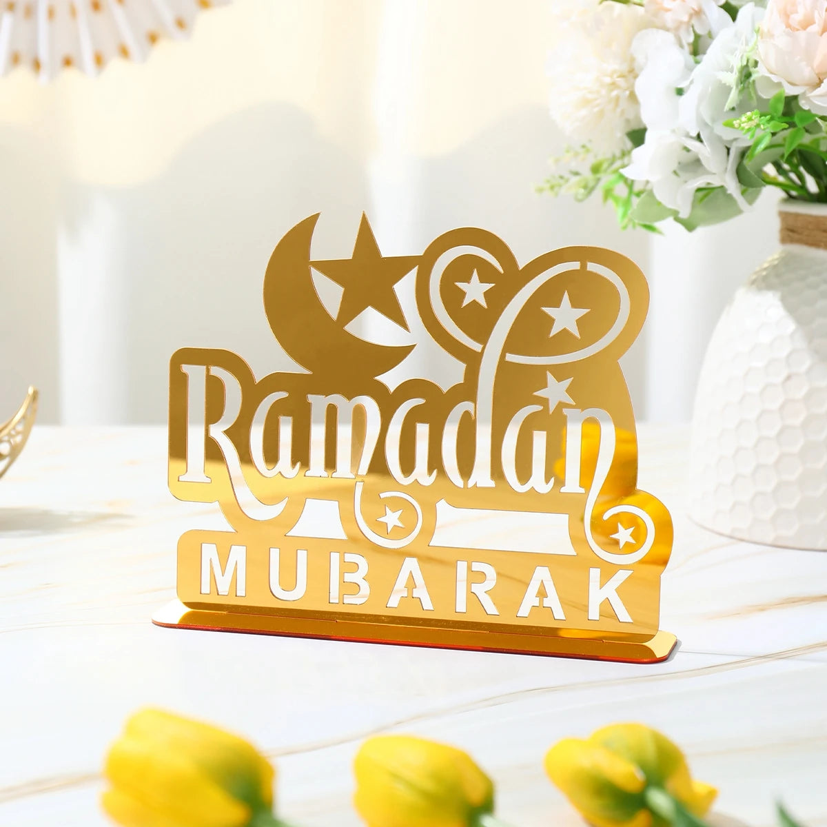 Ramadan Mubarak Acrylic Ornament 2025 Eid Mubarak Ramadan Kareem Decoration for Home Islamic Muslim Party Decor Eid Al Adha Gift