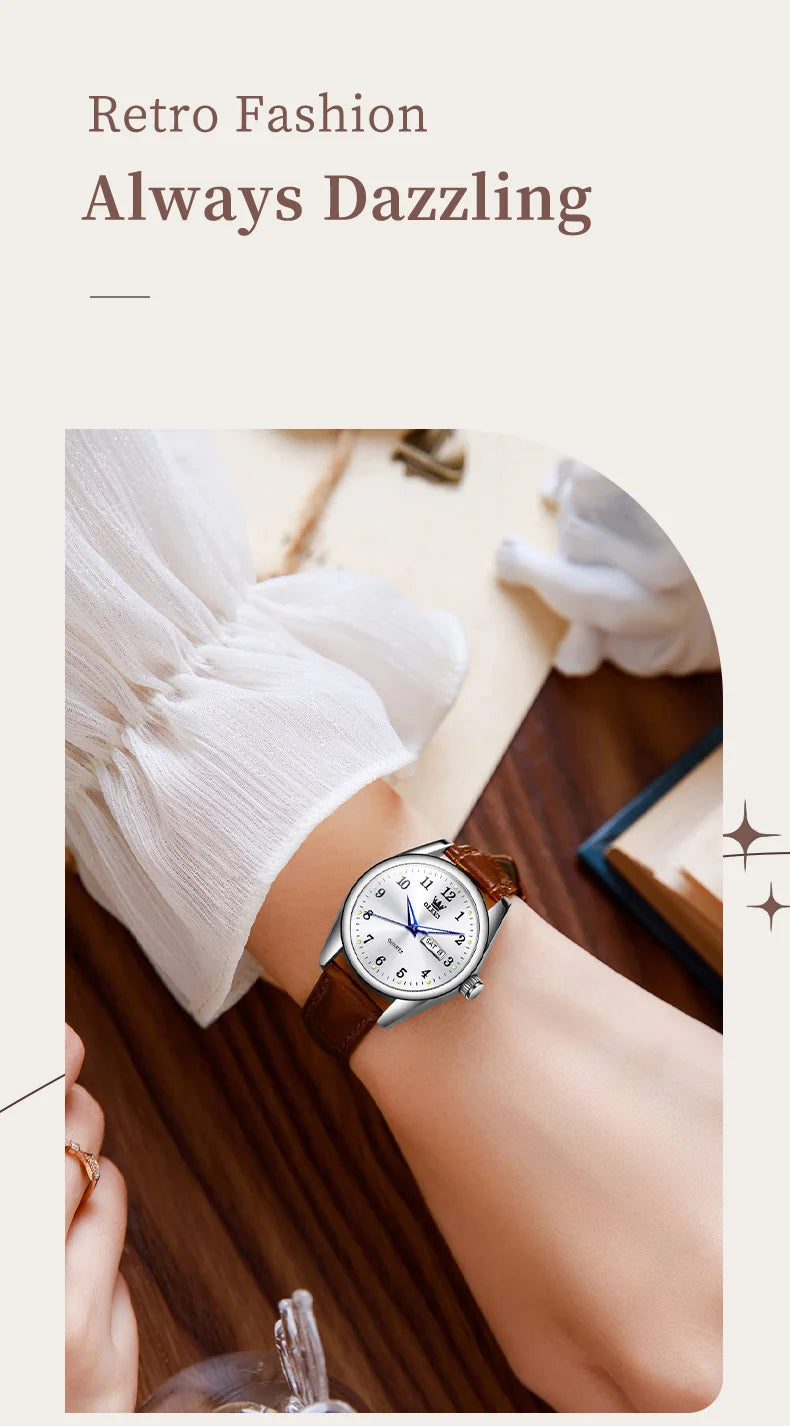 OLEVS Luxury Quartz Watch for Women Elegant Stainless Steel Women's Watches Gifts Waterproof Fashion Trend Simple Ladies Watch