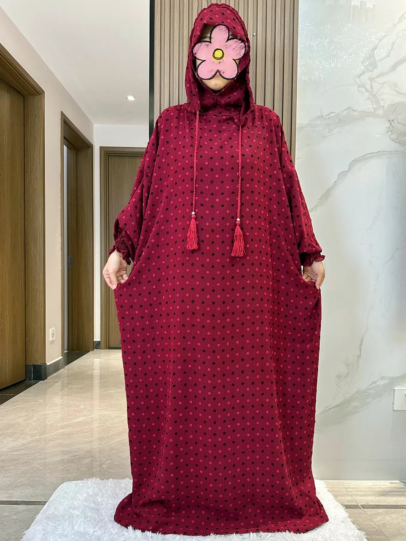 New Ramadan Muslim Two Hats Abaya Dubai Turkey Islam Prayer Clothes Solid Cotton Fabric Dresses Islam Women Dress Kaftan