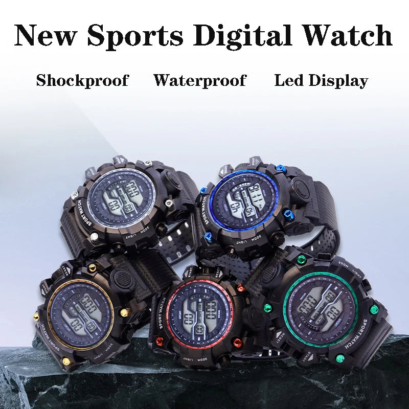 YIKAZE Y03 Men's Digital Watch Waterproof Luminous Men Sports Watches Date Army Military Electronic Wristwatch Relogio Masculino