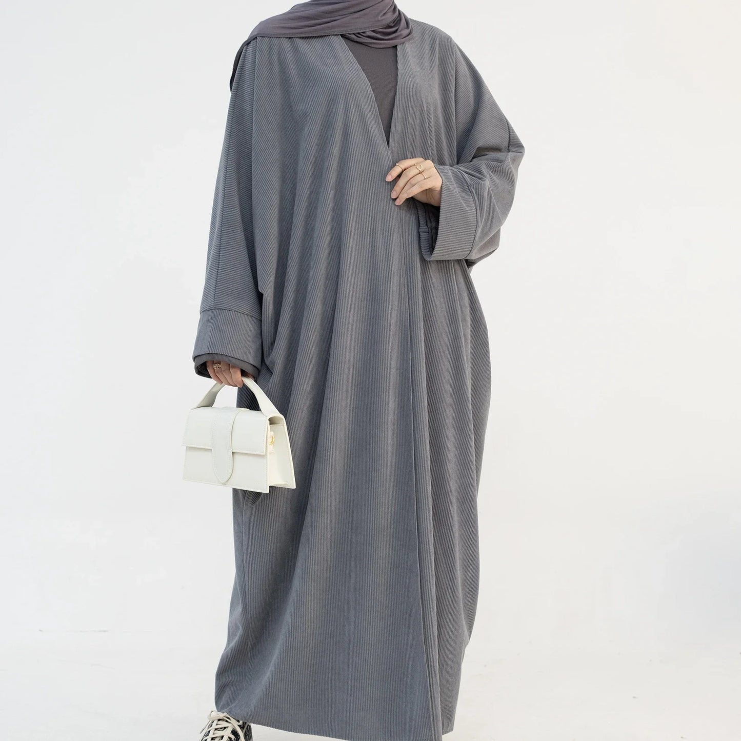 Warm Winter Abayas Muslim Women Corduroy Abaya 2023 New Modest Dress Thicked Solid Color Long Robe Female Islam Clothing