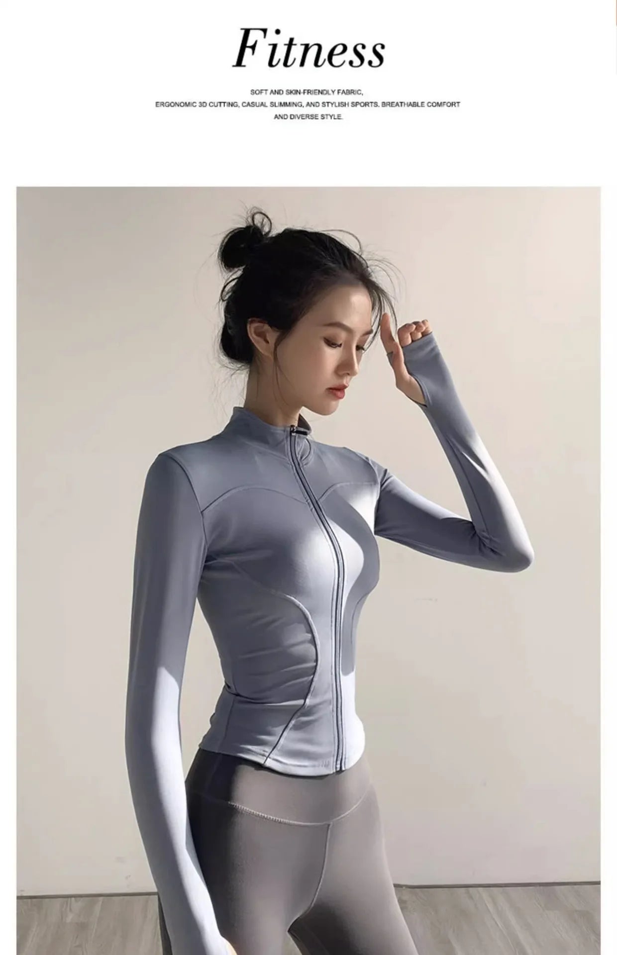 Women Zip Fitness Clothes Long Sleeve Sports Jacket with Pockets Yoga Shirt Quick Dry Gym Top Sunscreen Sportswear Running Coats