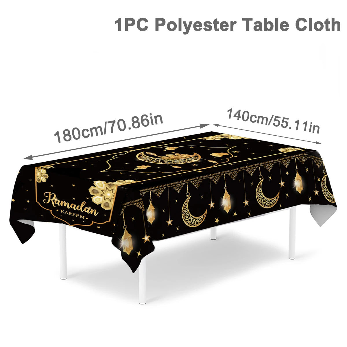 Eid Mubarak Table Runner Ramadan Tablecloths Ramadan Kareem Decoration for Home 2025 Islamic Muslim Party Eid Al Adha Gifts