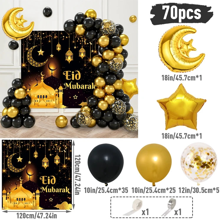 Eid Mubarak Balloon Background Ramadan Kareem Decoration 2024 Ramadan Mubarak Muslim Islamic Party Supplies Eid Al Adha Gifts