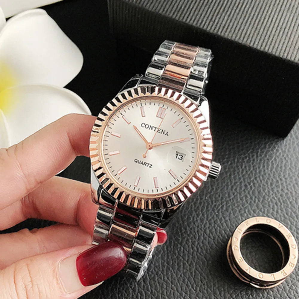 Luxury Women Watches With Calendar Top Brand Stainless Steel Quartz Watch Fashion Business Ladies Wristwatch Clock Gift Montre