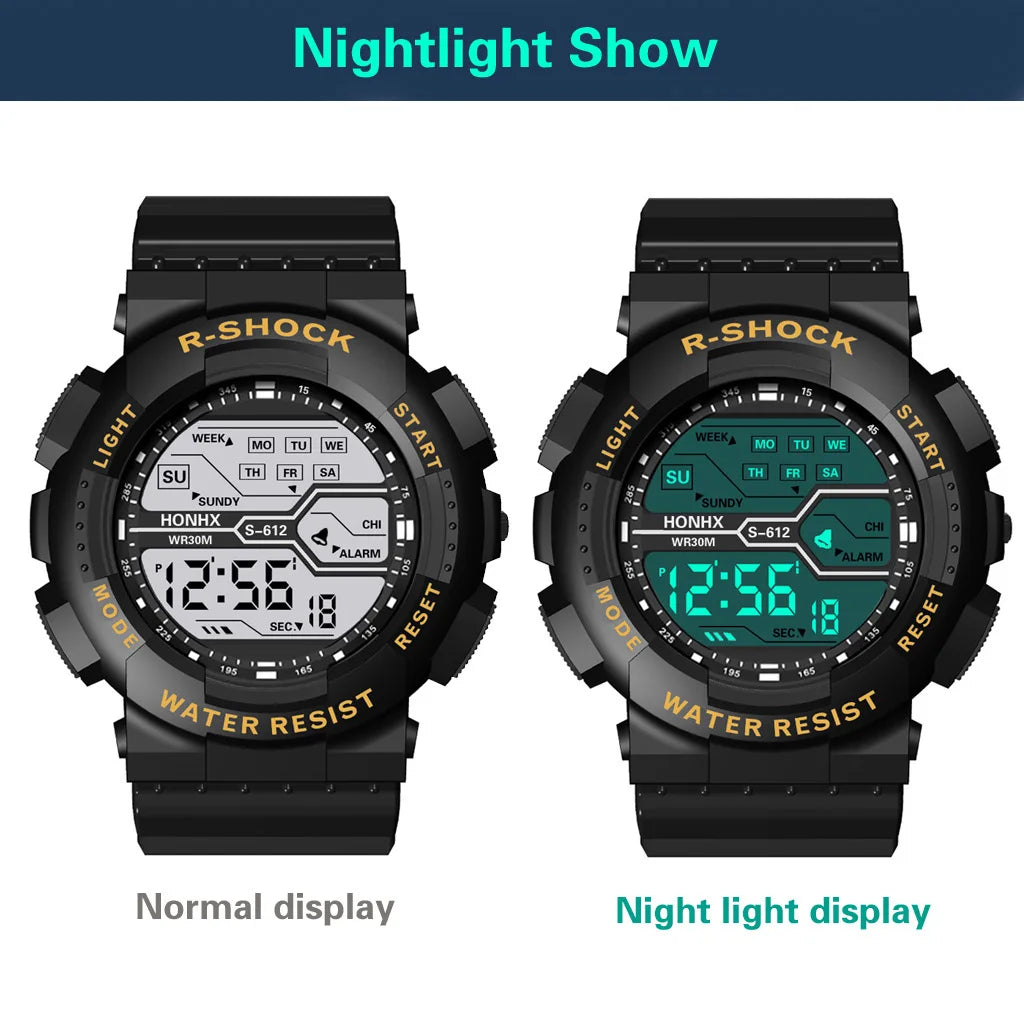 Men's Digital Electronic Watch Sports Glow 55mm Large Dial Watch Student Outdoor Adventure Trend Multifunctional Watches Clock