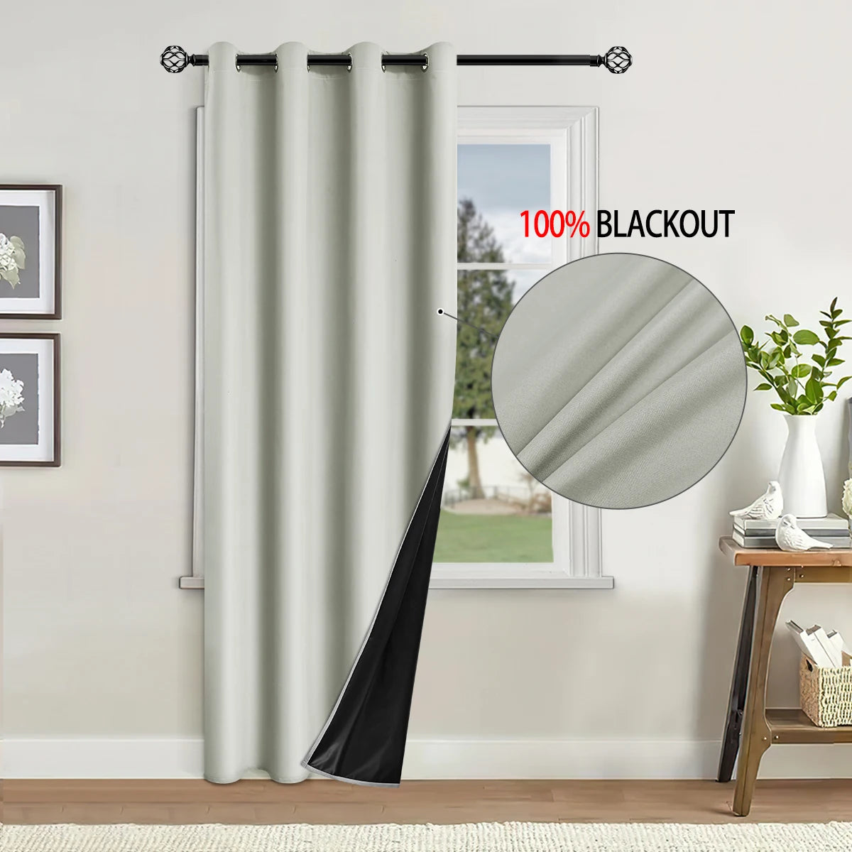 1pc Blackout Curtain with Coated Insulated Lining, Ideal for Living Room, Bedroom, Kitchen, Bathroom, Home Decor, Room Decor