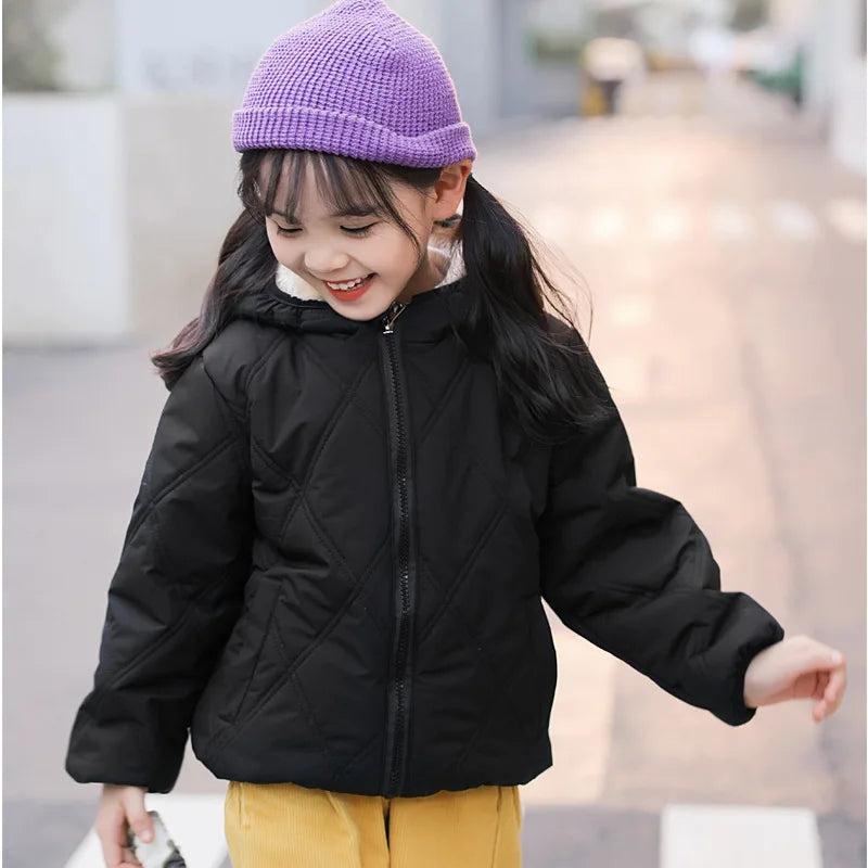 Baby Kids Thick Jacket For Girls Coats Winter Lamb Wool Plus Velvet Coats Toddler Children Outwear 1-6 Year Boys Cotton Jackets