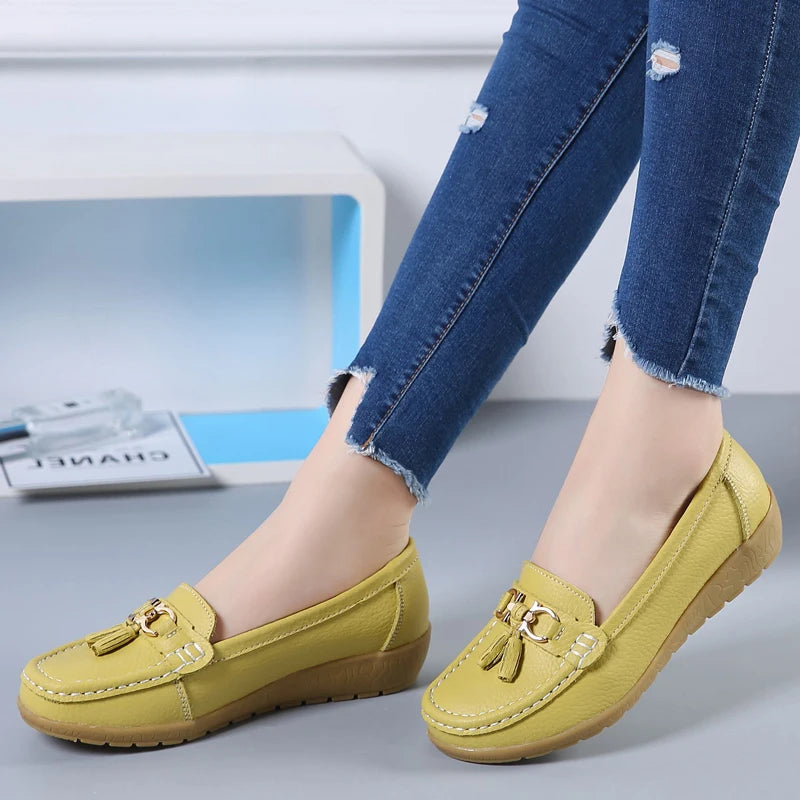 Women Flats Leather Woman Casual Shoes outdoors Slip-on Loafers Female Boat Shoes Fashion Comfortable Ballet Flat Big Size