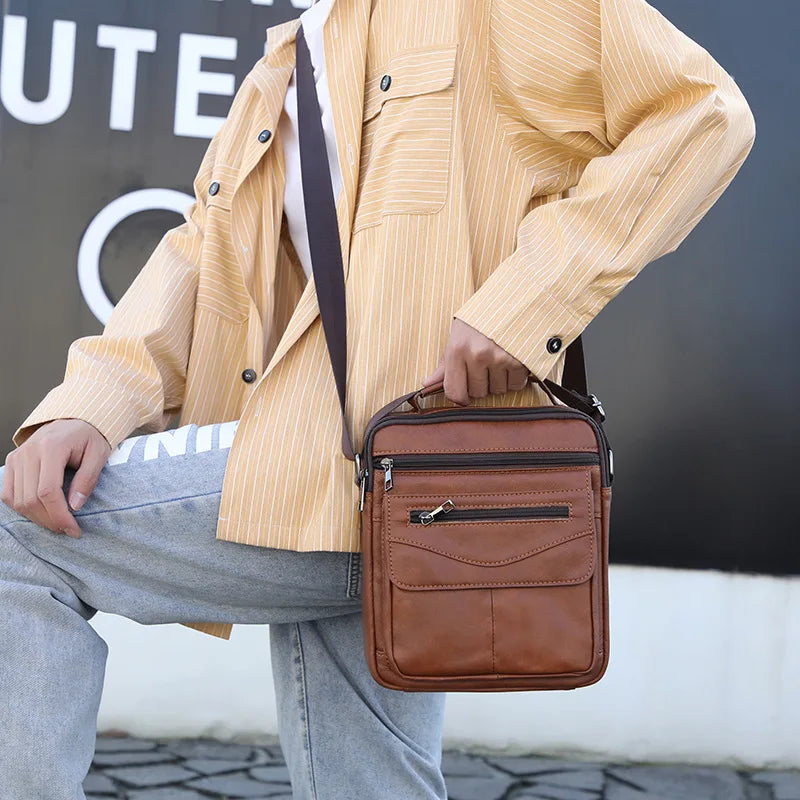 Genuine Leather Men Shoulder Bag Vintage Crossbody Bag For Men