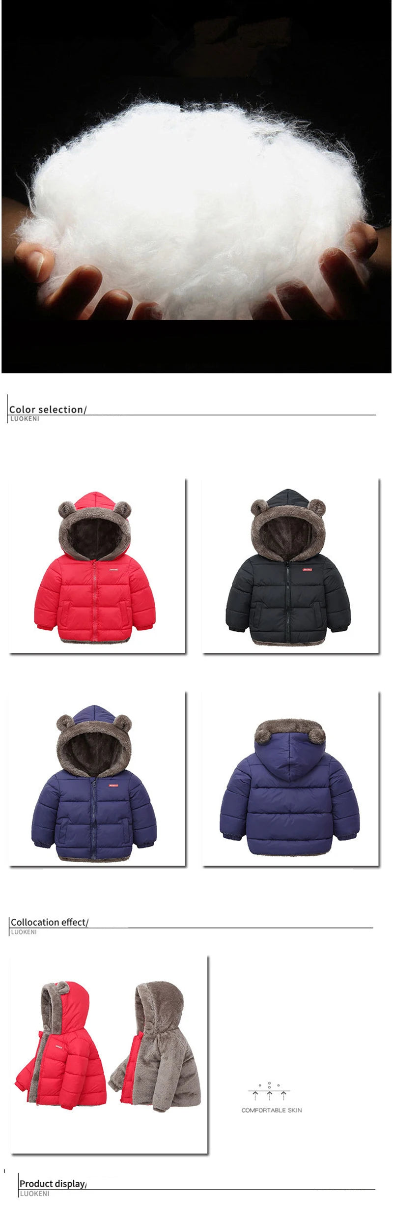 Cashmere Children Coat Winter Thicken Warm Down Jacket Boys Girls Zipper Hooded Kids Jacket Coats Outwear Children Clothing