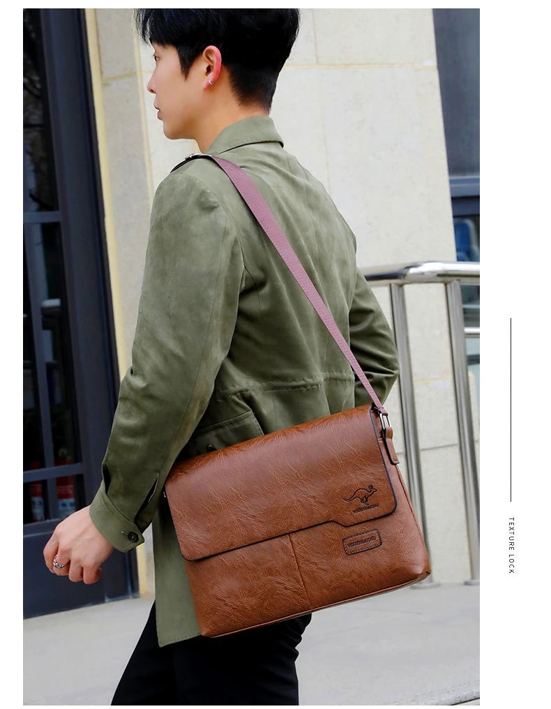 Men Shoulder Bag For IPAD Leather Business Handbag Men Messenger Bag Large Side Sling Bag Fashion Man Crossbody Bag