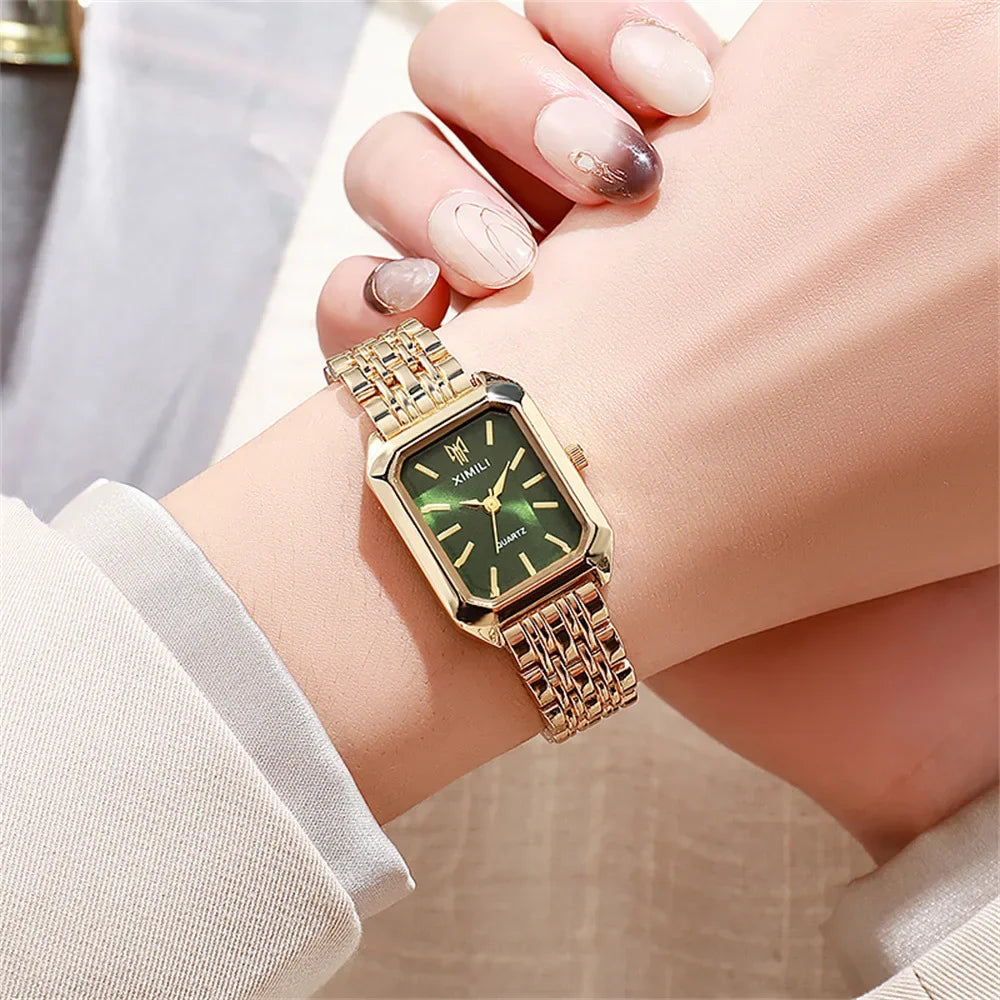 YIKAZE Luxury Women Watch Fashion Stainless Steel Ladies Business Watches Classic Square Quartz Watch Female Student Wristwatch