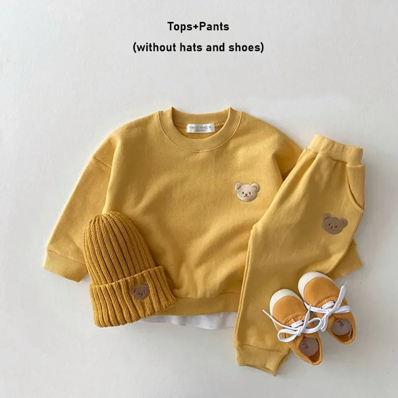 Sweatshirt+ Pants 2Pcs Suits 2024 Fashion Toddler Baby Clothes Sets Cartoon Bear Autumn Kids Outfits Set Christmas Gift