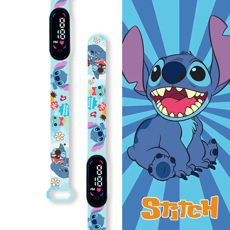 Disney Cartoon Stitch Children Watches Girls Fashion Bracelet LED Women Watch Kids Electronic Digital Waterproof Clock