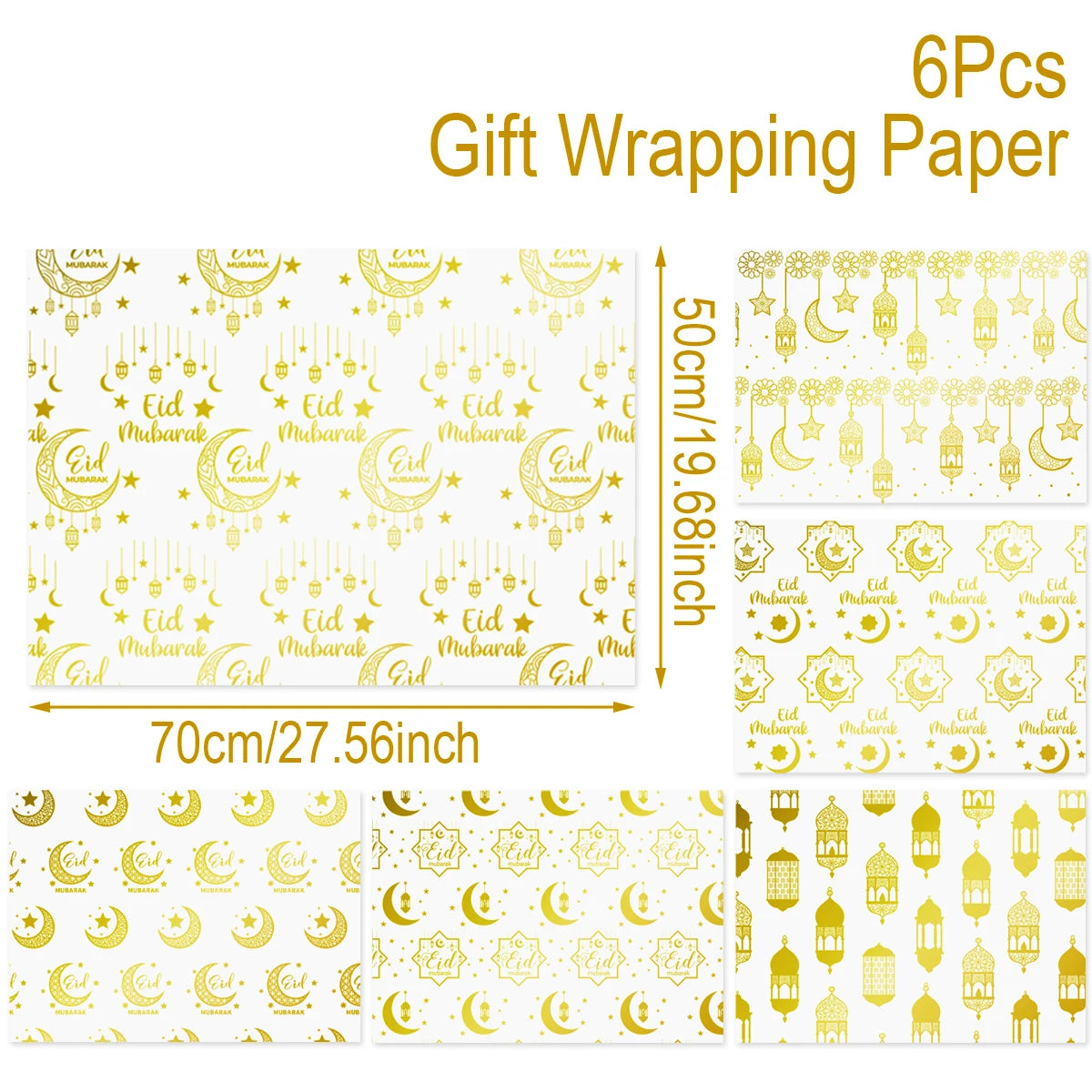 Eid Mubarak Kraft Wrapping Paper Eid Ramadan Kareem Decoration For Home 2025 Islamic Muslim Party Supplies Gifts Eid Al-Fitr