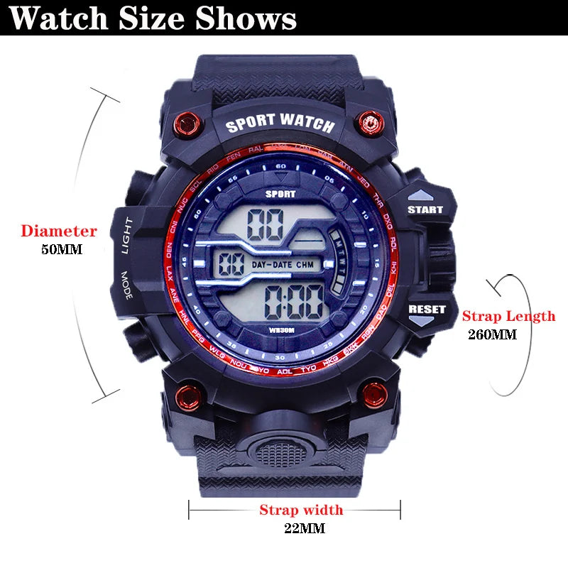 YIKAZE Y03 Men's Digital Watch Waterproof Luminous Men Sports Watches Date Army Military Electronic Wristwatch Relogio Masculino