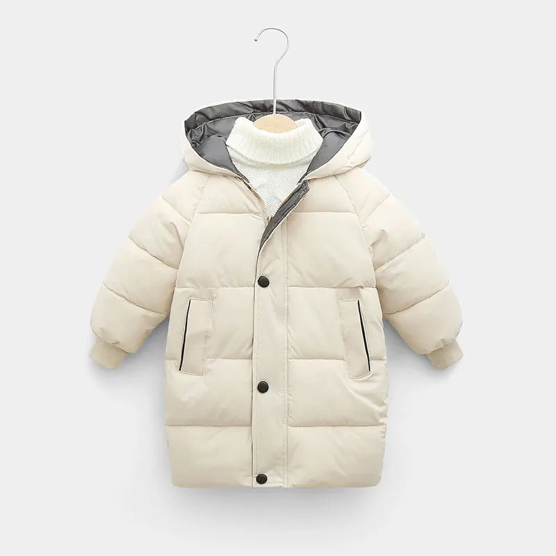 Children's Down Coat Winter Teenage Baby Boys Girls Cotton-padded Parka & Coats Thicken Warm Long Jackets Toddler Kids Outerwear