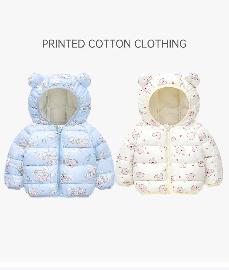 Winter Children Down Jacket Hooded Cartoon Baby Down Coats Ultralight Cotton Padded Kids Down Jackts Warm Children Clothing