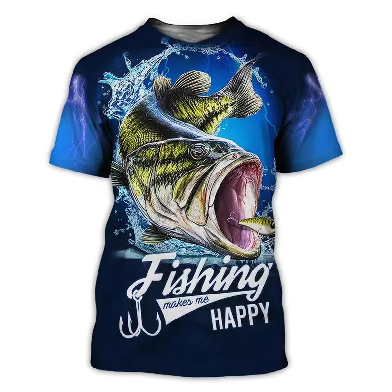 2024 New Men's T-Shirts Short Sleeve Tops Summer Clothing Fishing Graphic Shirts Men Dress Streetwear O-Neck Pullovers 5XL Tee